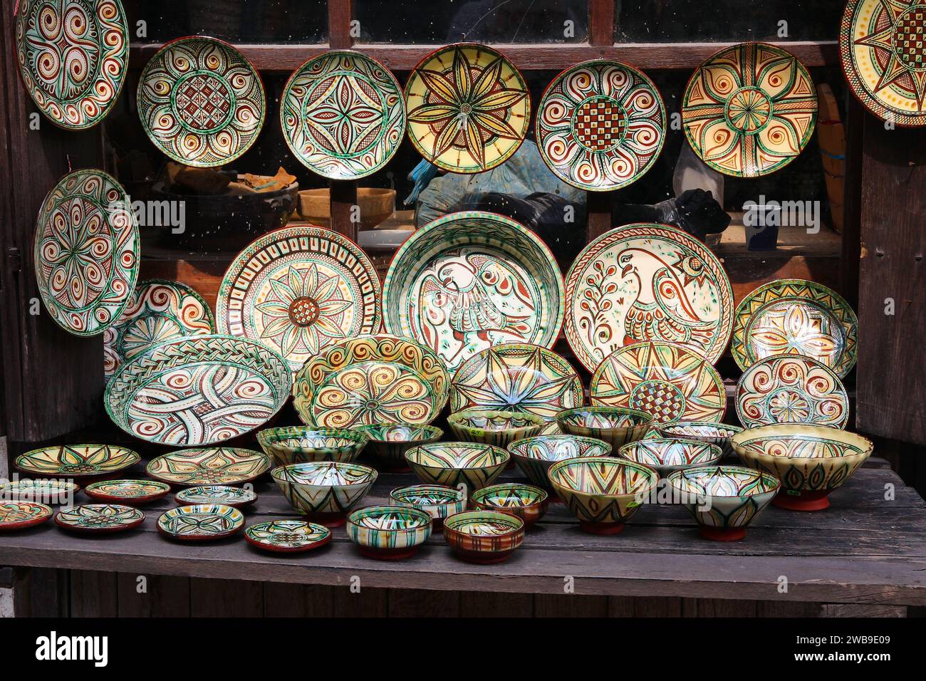 Bulgarian handicraft. Souvenir shop in Veliko Tarnovo selling hand