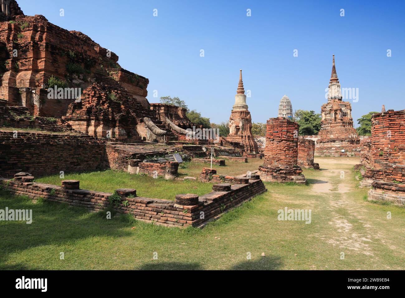 Landmark in Thailand. Ayutthaya - UNESCO World Heritage Site near Bangkok. Buddhist temple complex. Stock Photo