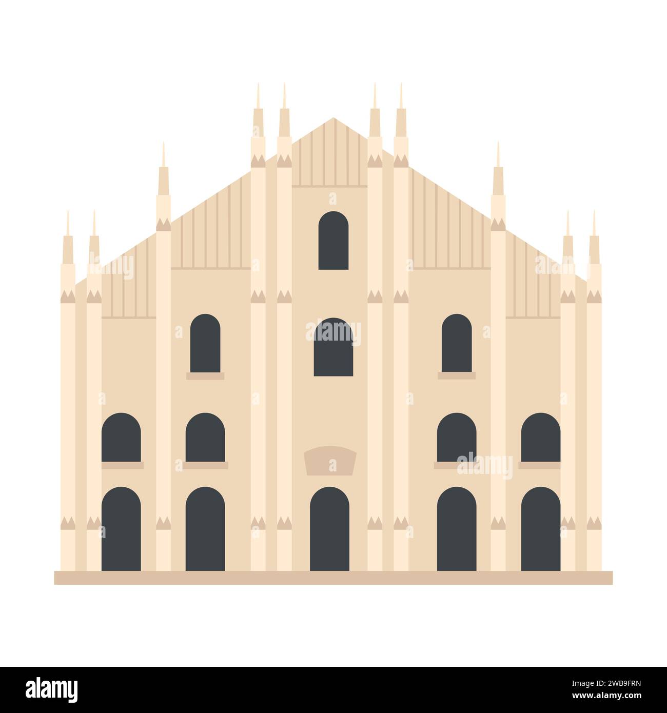 Italy Milan cathedral. Famous italian city, italian architecture cartoon vector illustration Stock Vector