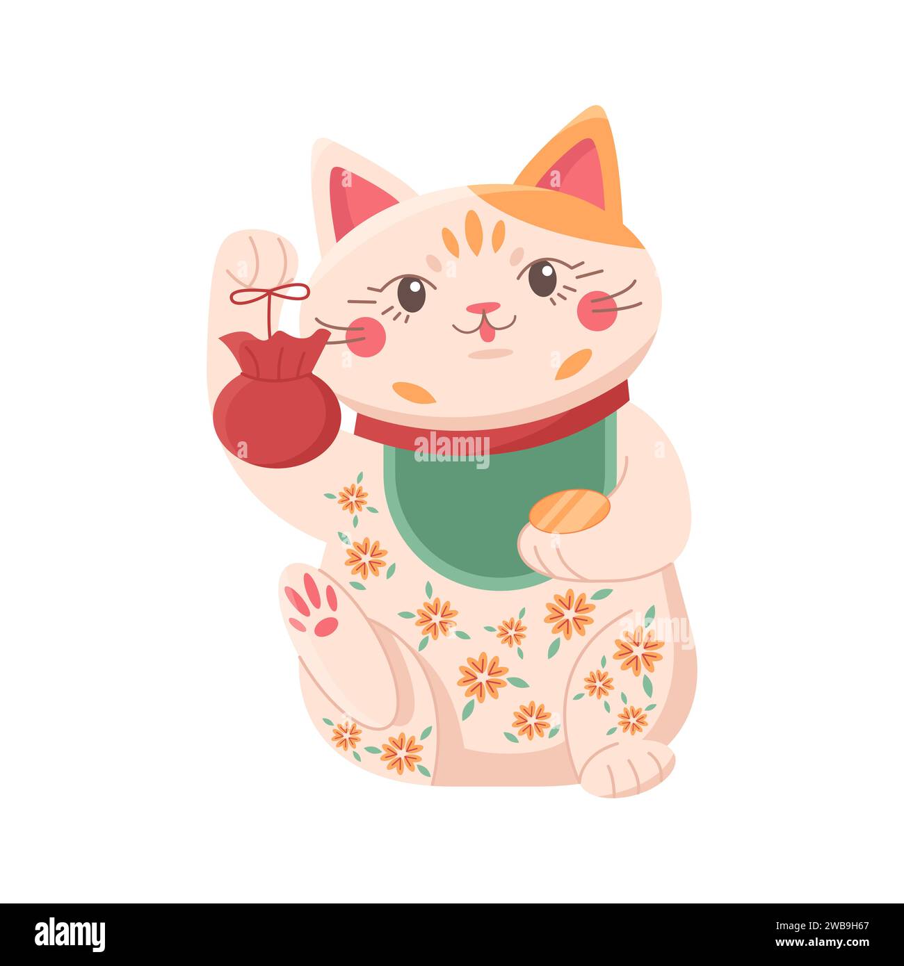 Lucky japan traditional cat. Japanese symbol of wealth and fortune