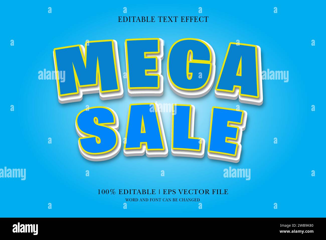 Mega Sale, editable 3d text effect for vector illustration Stock Vector