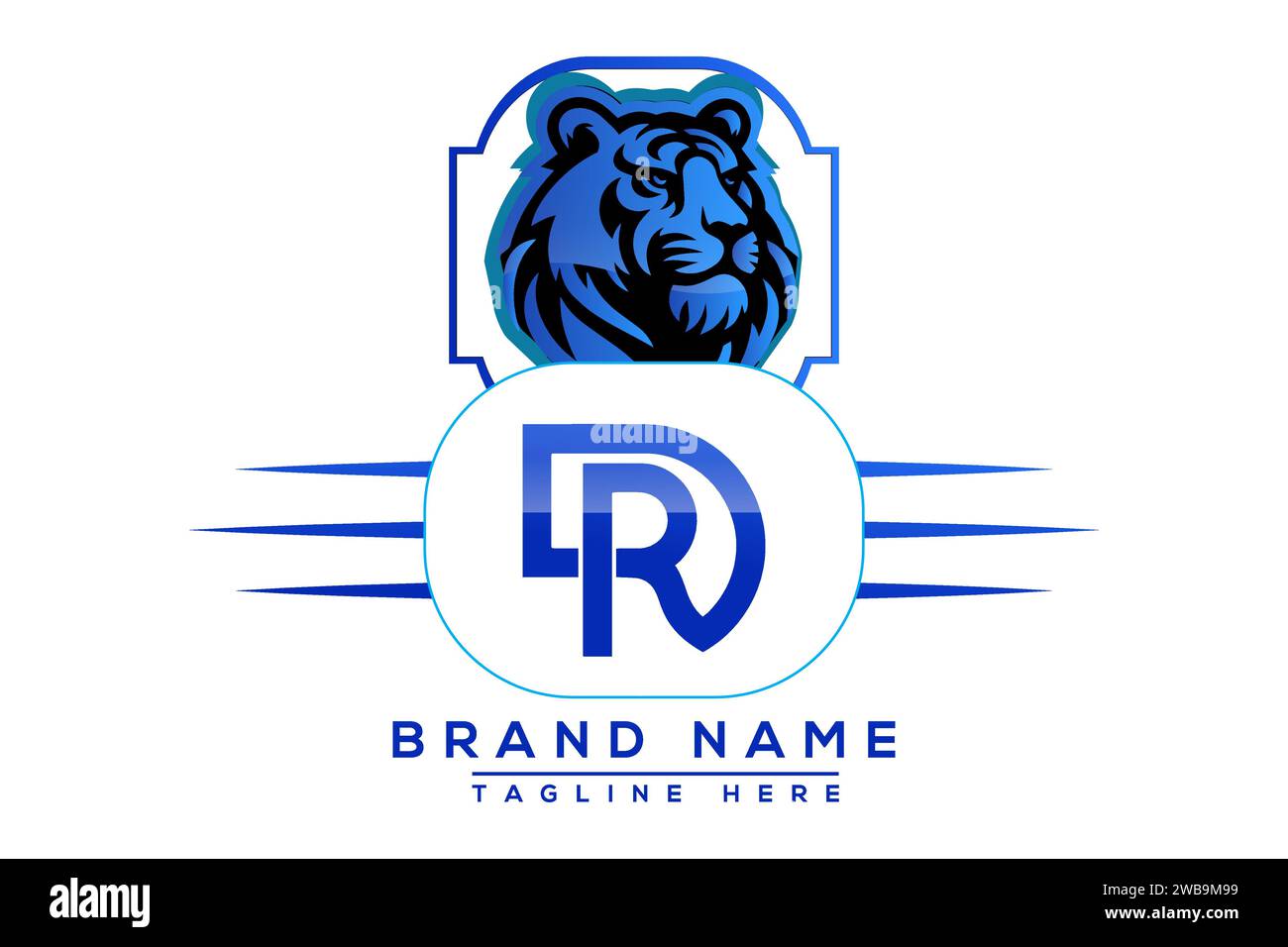 Tiger DR Blue logo Design. Vector logo design for business. Stock Vector