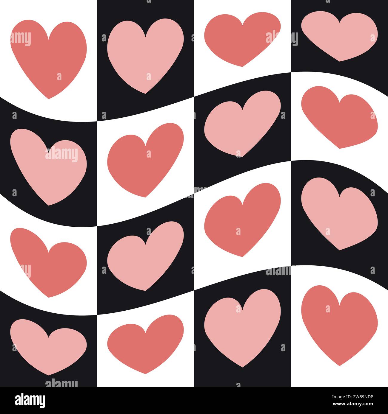 Vector seamless pattern of groovy heart chessboard Stock Vector Image ...