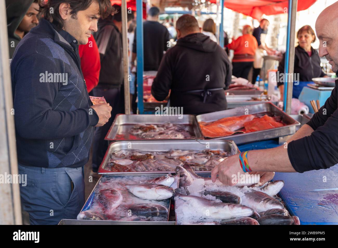 Malta December 3, 2023 A fish market with fresh fish from Malta