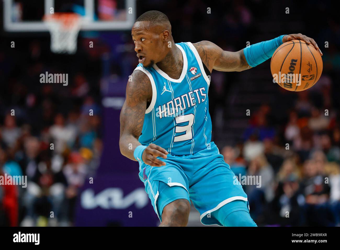 Charlotte Hornets guard Terry Rozier runs the offense against the ...