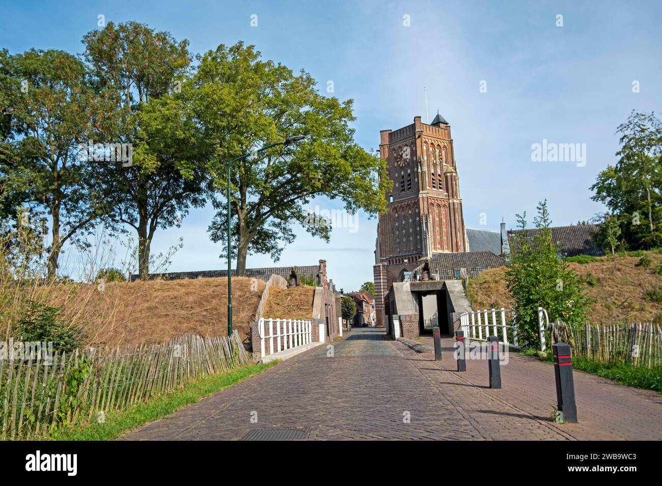 Medieval tower from the St. Marin's church in the fortified city Woudrichem in the Netherlands Stock Photo