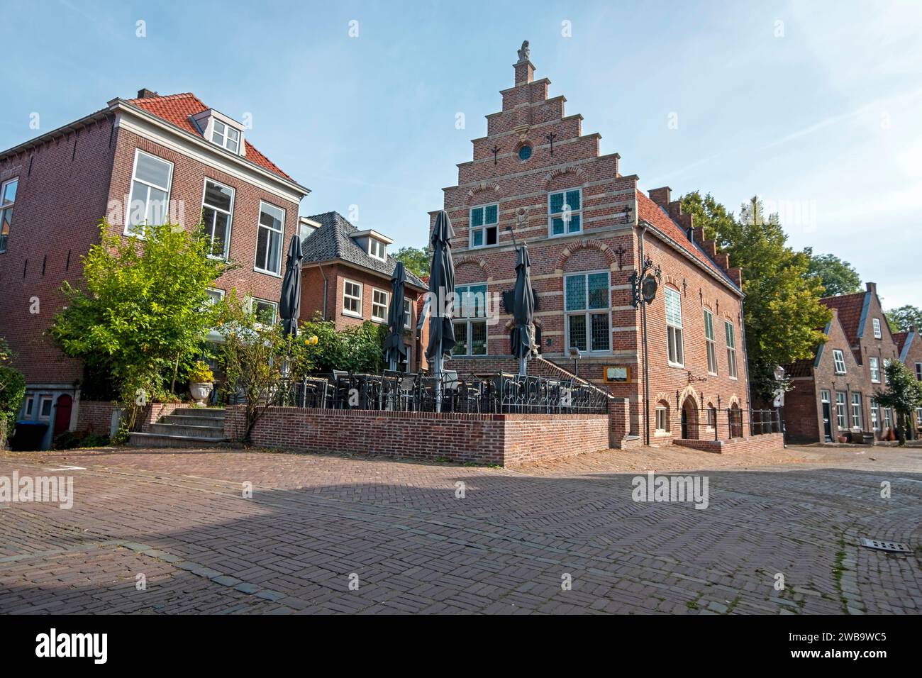 Medieval houses in the fortified city Woudrichem in the Netherlands Stock Photo