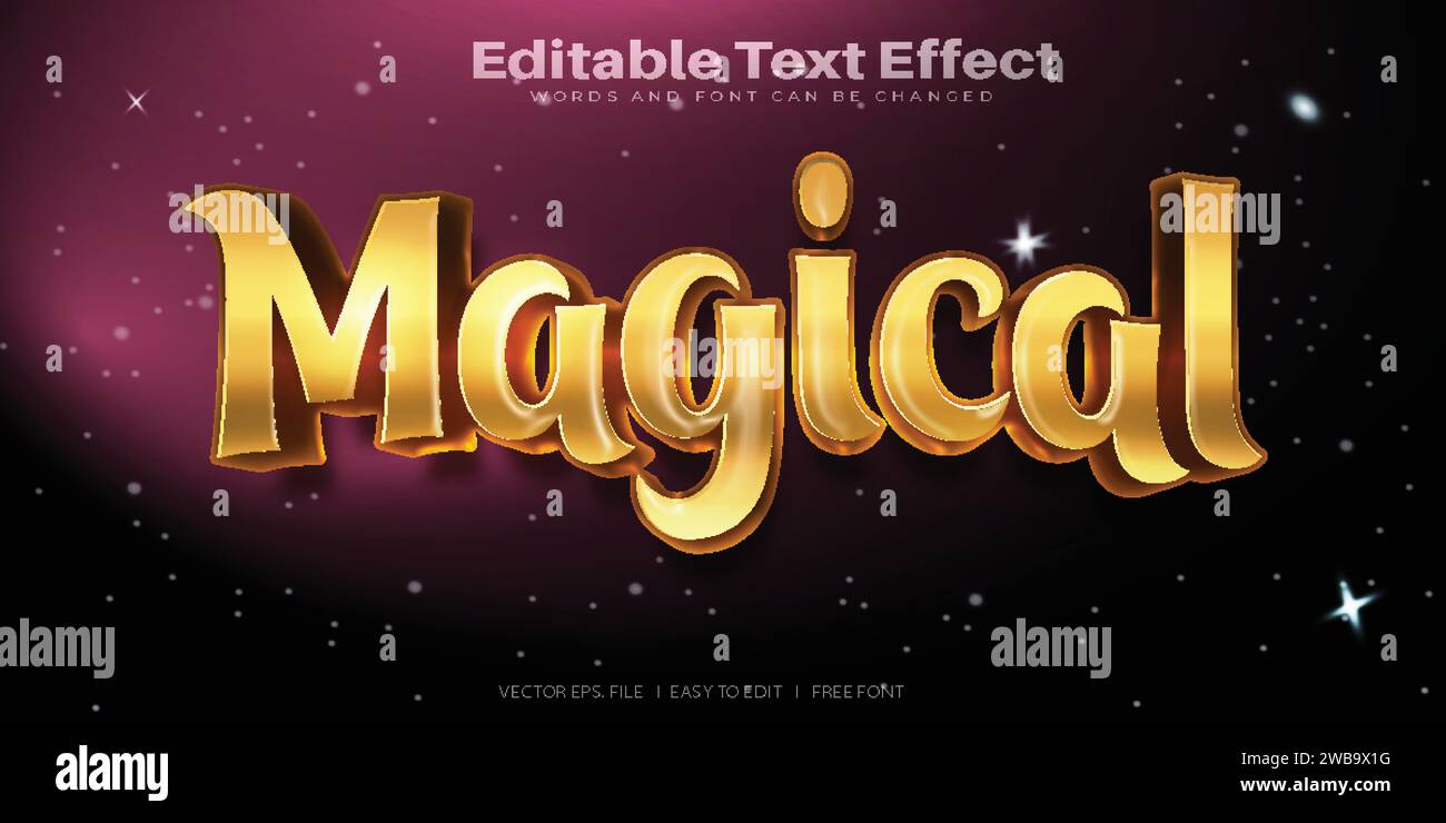 Vector Magical 3d text effect 100 editable eps file word and font can