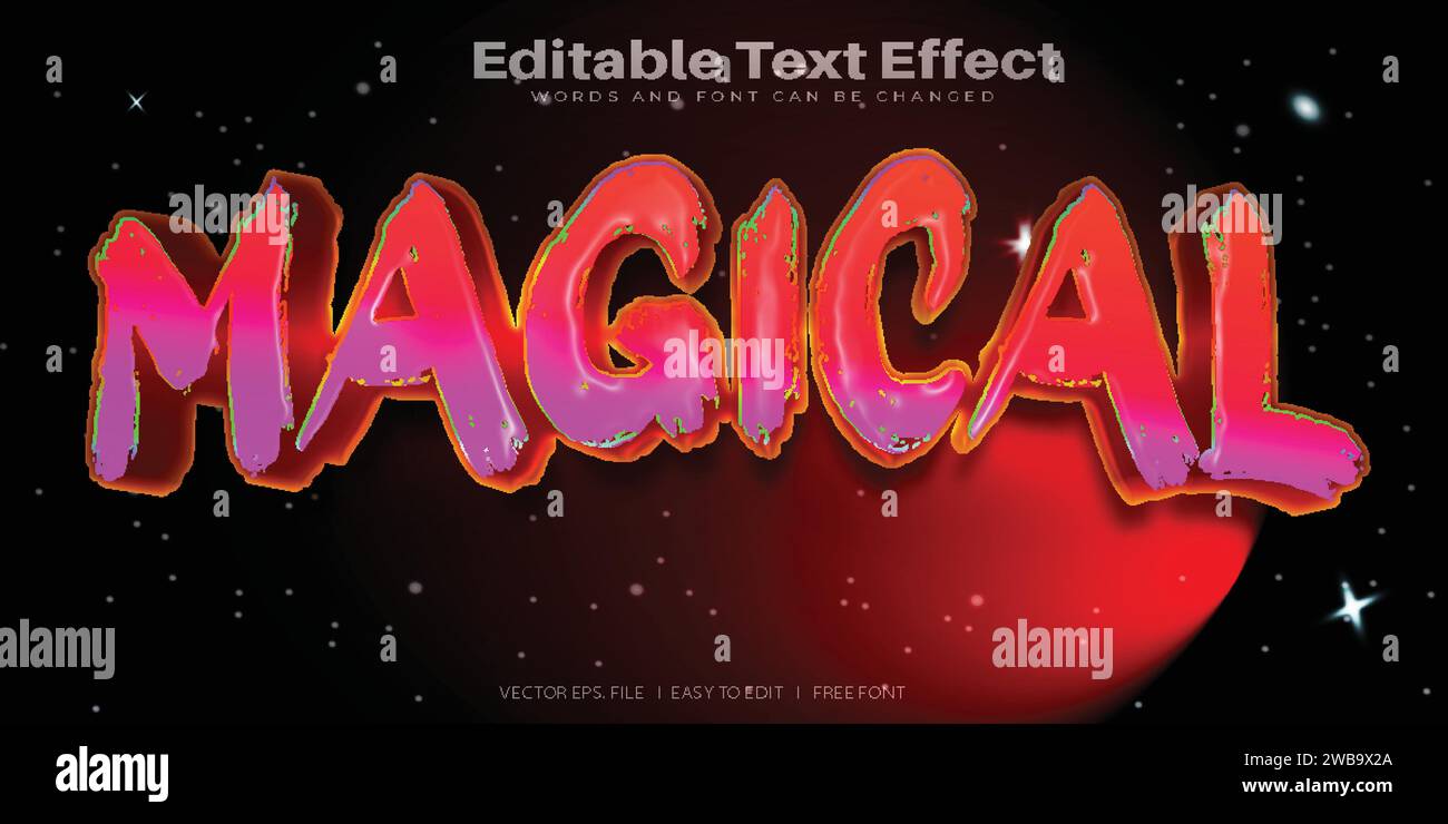 Vector Magical 3d text effect 100 editable eps file word and font can