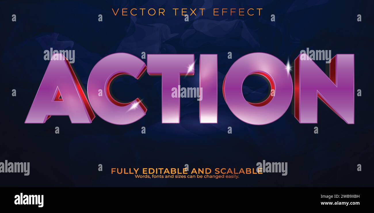 Vector Action 3d text effect 100 editable eps file word and font can be changed Stock Vector