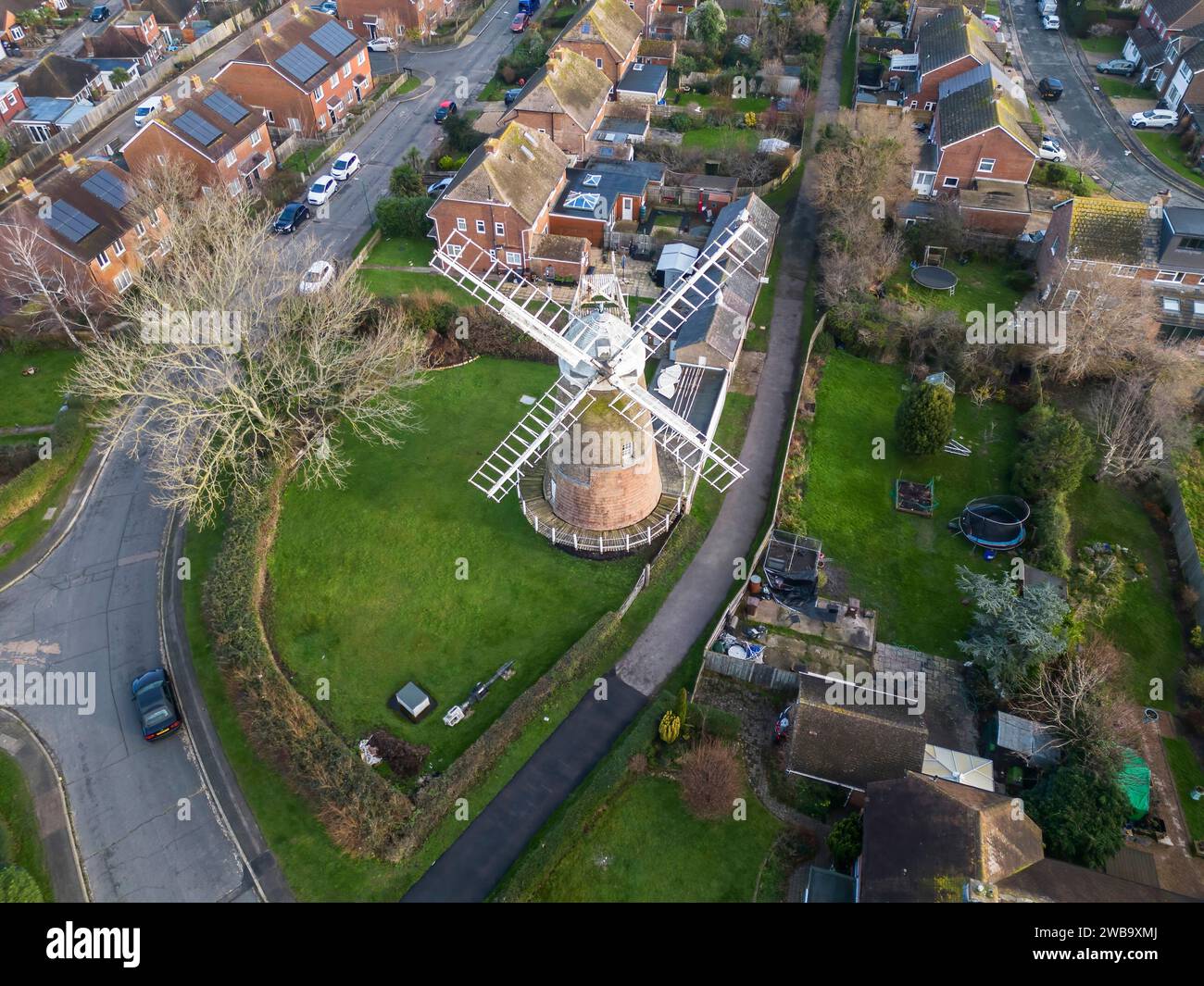aerial view of ovenden mill or mocketts mill a tower mill in the