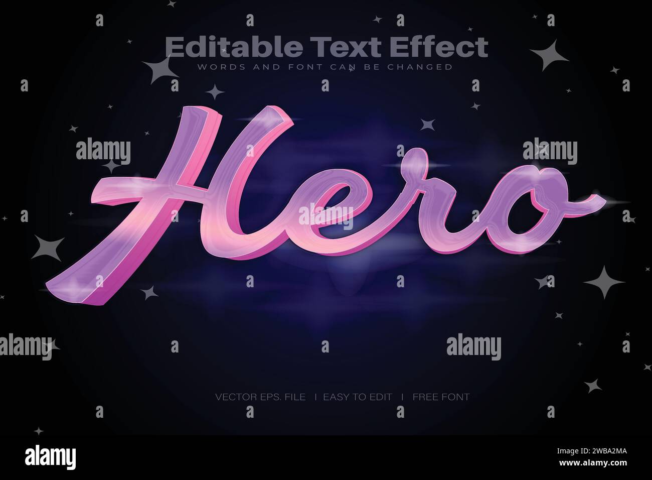 Vector Hero 3d text effect 100 editable eps file word and font can be changed Stock Vector