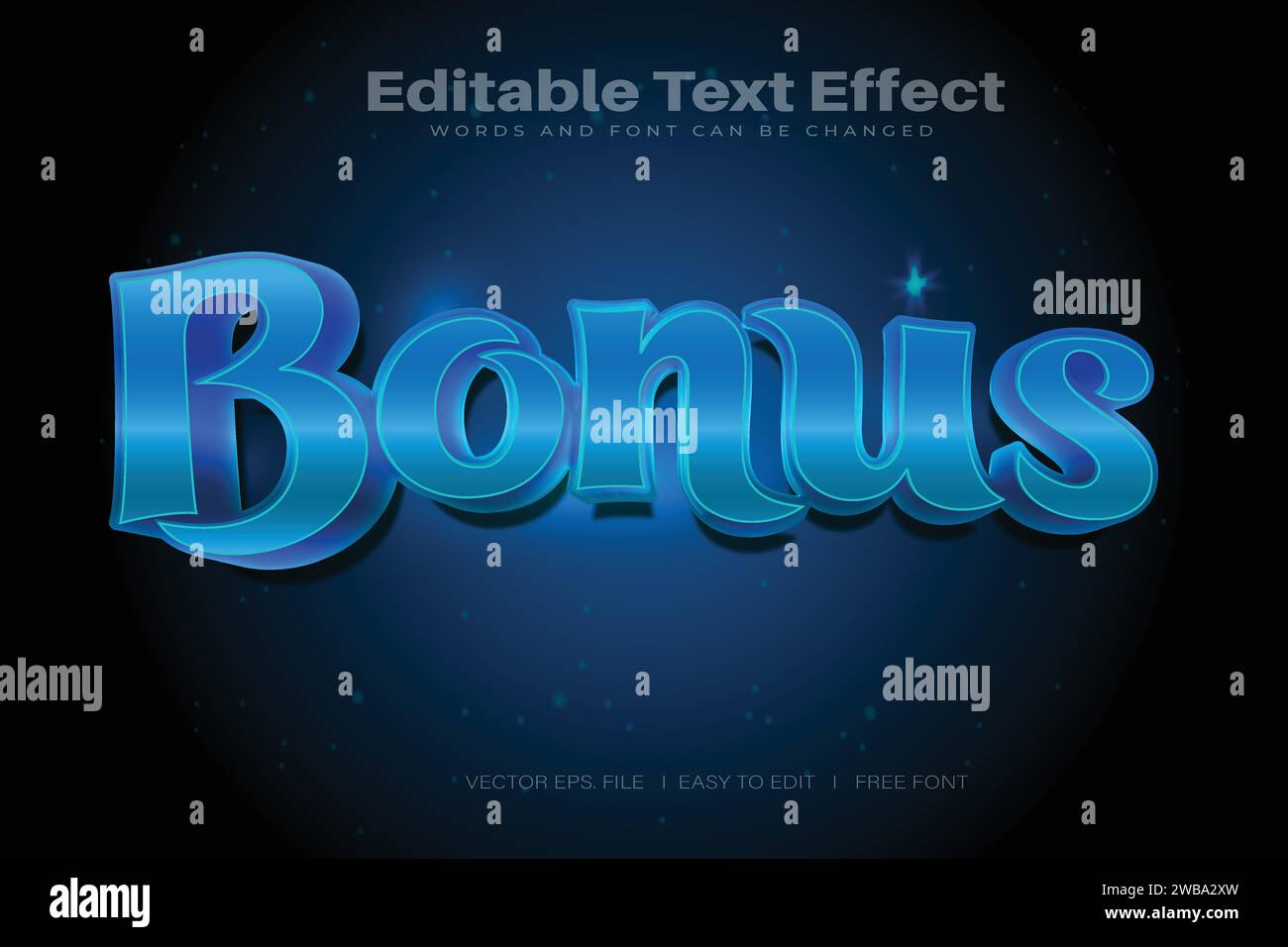 Vector Bonus 3d text effect 100 editable eps file word and font can be changed Stock Vector