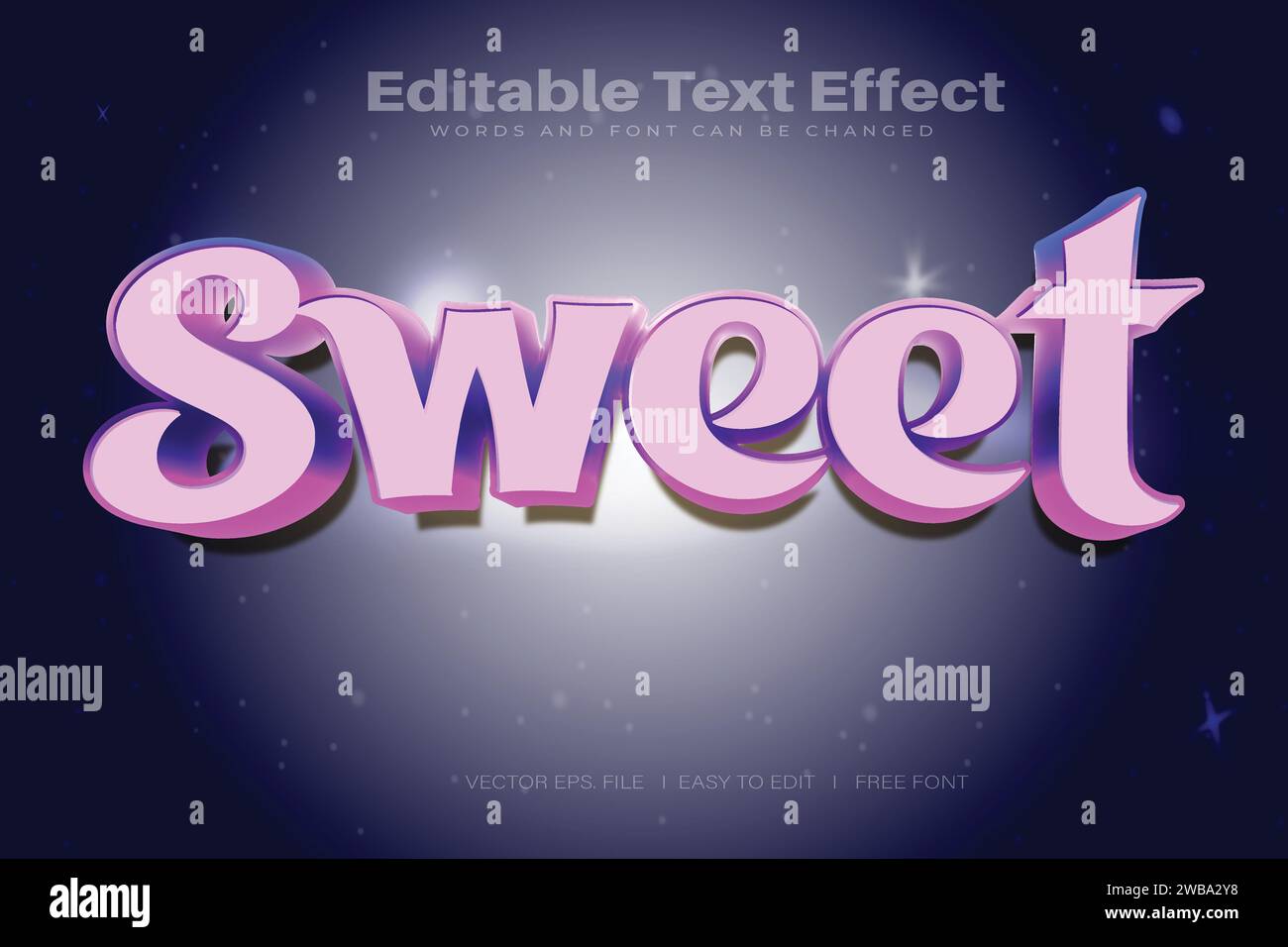 Vector Sweet 3d text effect 100 editable eps file word and font can be changed Stock Vector