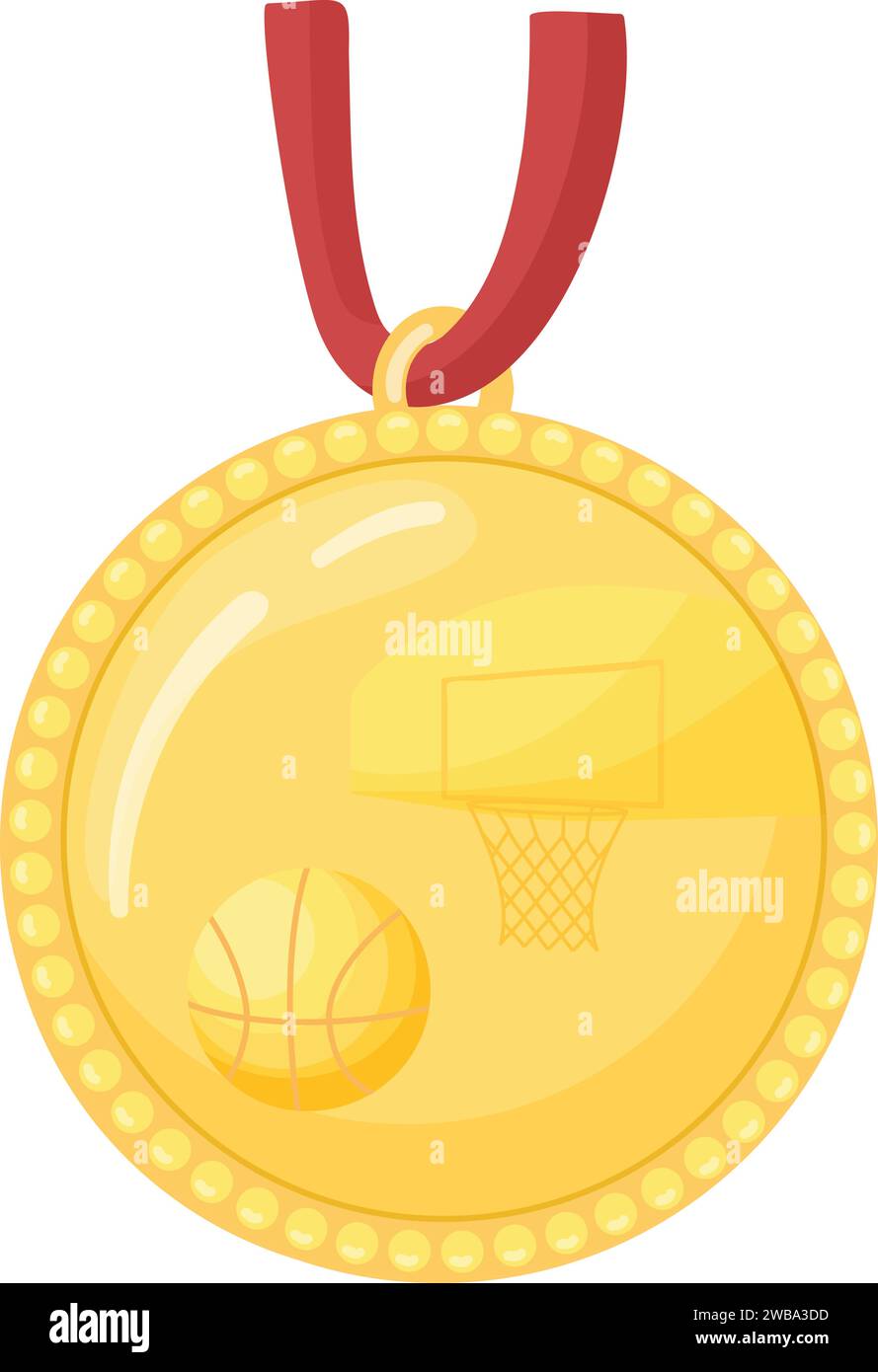 Gold medal basketball icon cartoon vector. Sport center gym Stock Vector