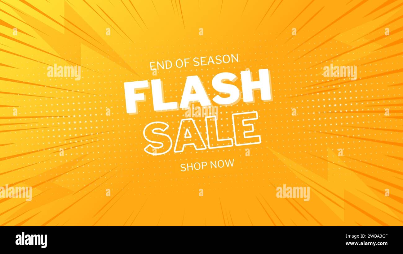 Flash Sale Shopping Poster or banner with Flash icon and 3D text on orange background. Flash Sales banner template design for social media and website Stock Vector