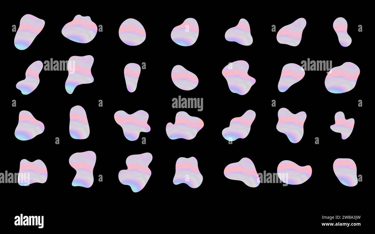 Set of vector holographic freeforms. Design elements Stock Vector Image ...