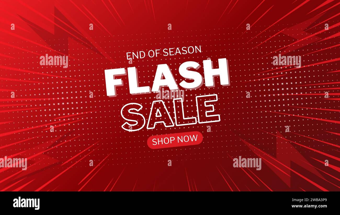 Flash Sale Shopping Poster or banner with Flash icon and 3D text on red background. Flash Sales banner template design for social media and website. Stock Vector