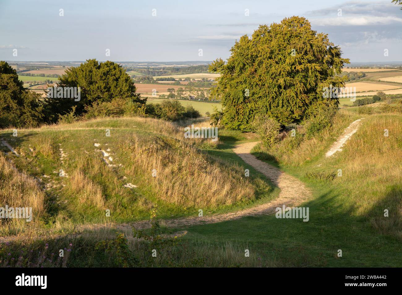 Ramparts of Danebury Iron Age Hillfort, Stockbridge, Test valley, Hampshire, England, United Kingdom, Europe Stock Photo