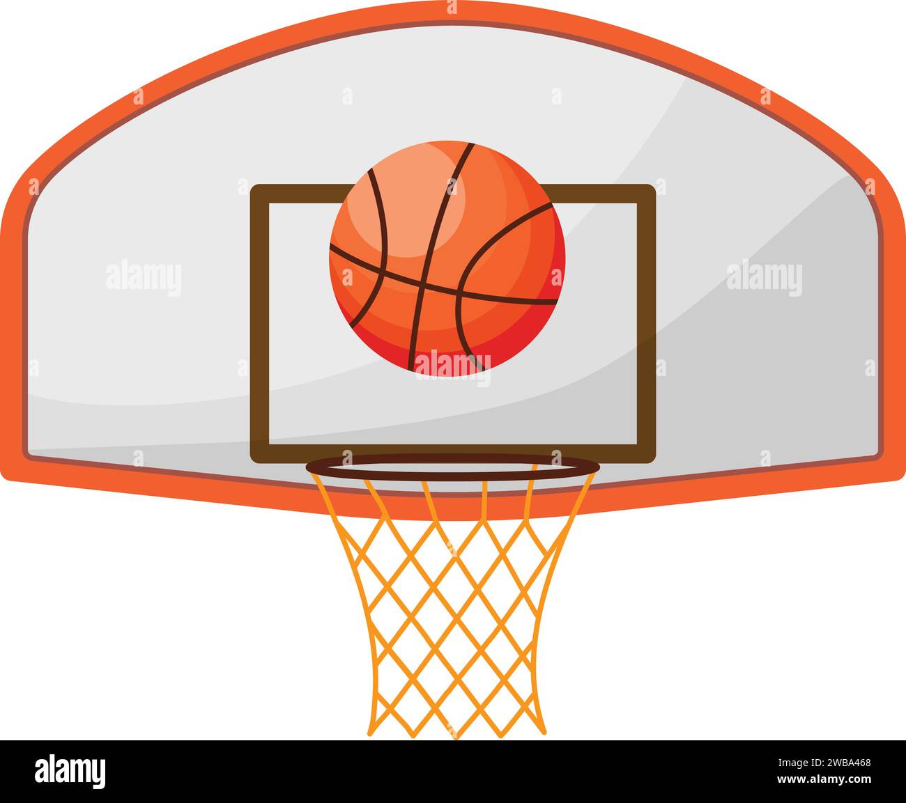 Basketball ball at basket icon cartoon vector. Gym ball Stock Vector