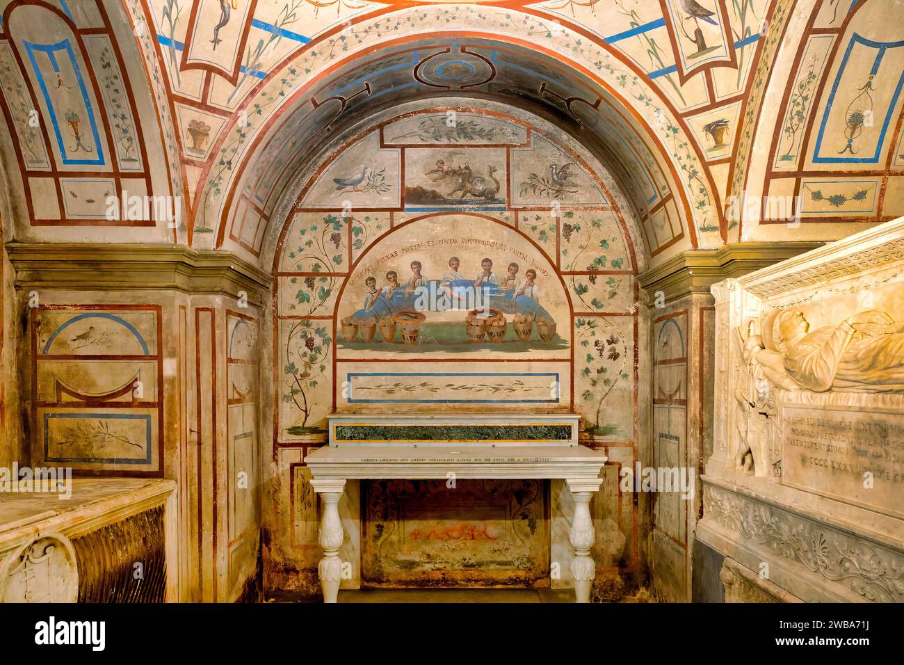 Chapel in the crypt of the Church of Santi Apostoli, Rome, Italy Stock Photo
