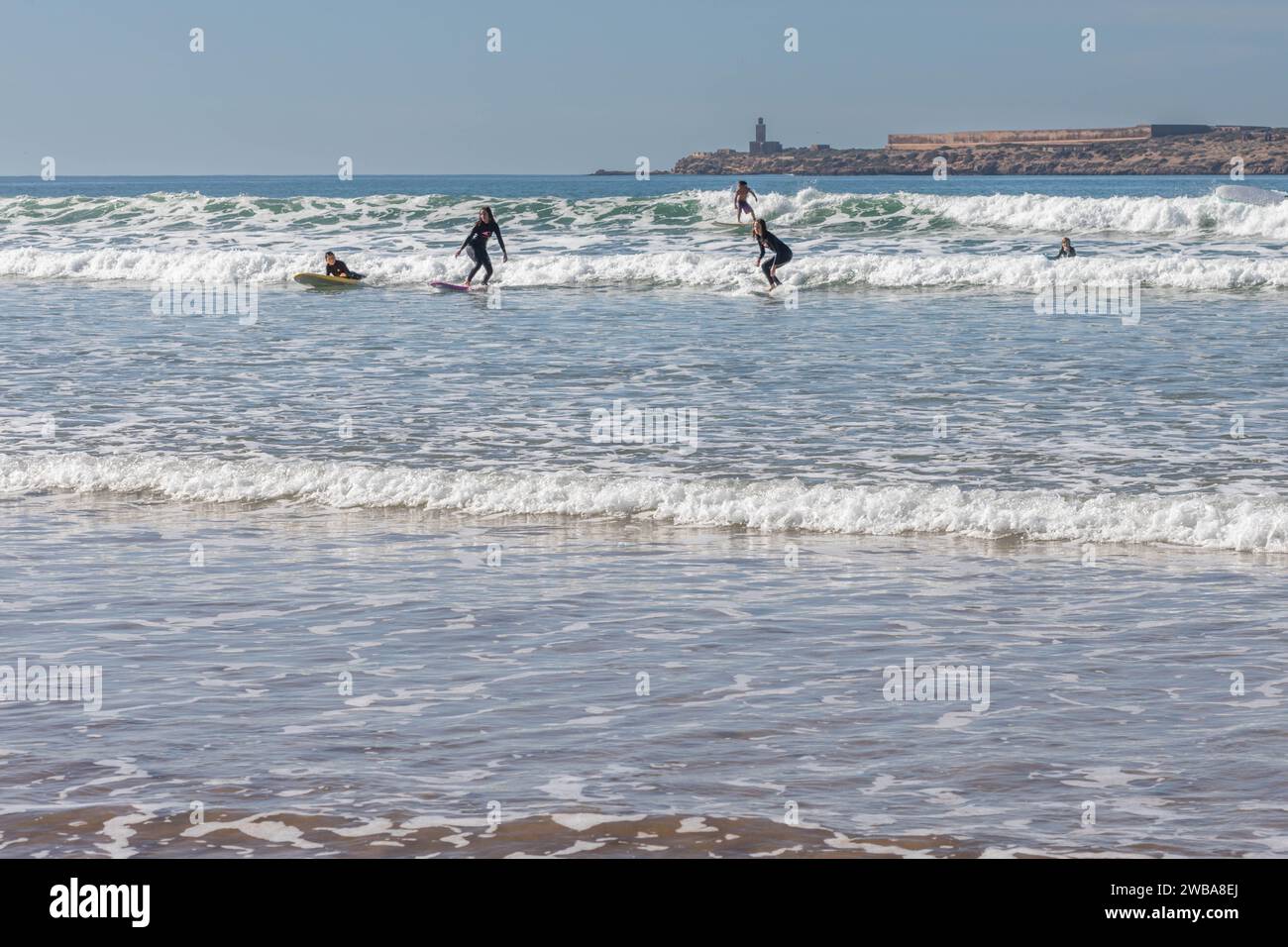 Surfing in Essaouira, Morocco Stock Photo