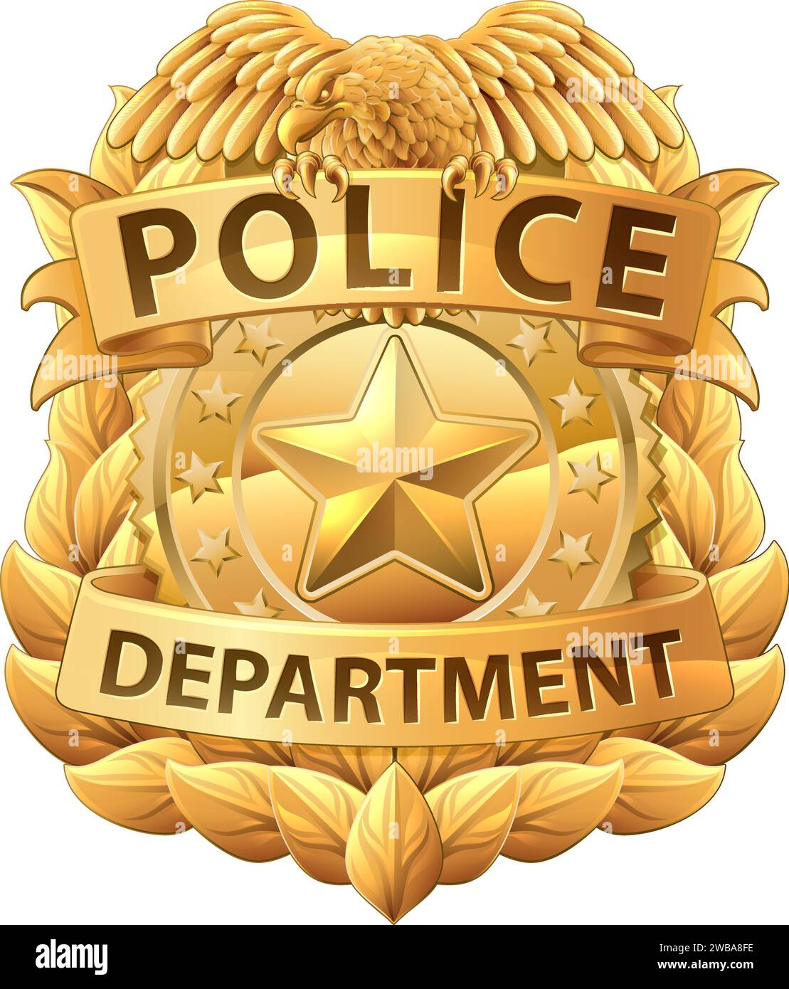 Police Badge Shield Star Sheriff Cop Crest Symbol Stock Vector