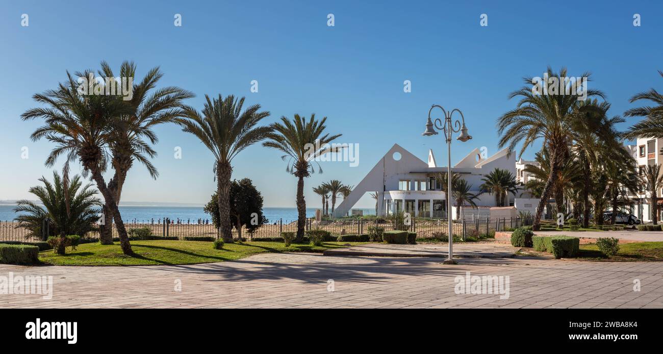 The seafront promenade in Agadir, Morocco, close to Marina Stock Photo