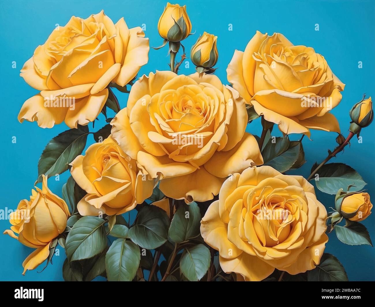 Yellow roses in bloom Stock Vector Images - Alamy