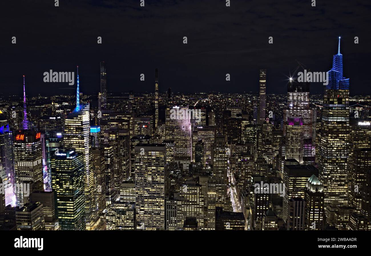 Paesaggio notturno di New York dall' Empire State Building Stock Photo