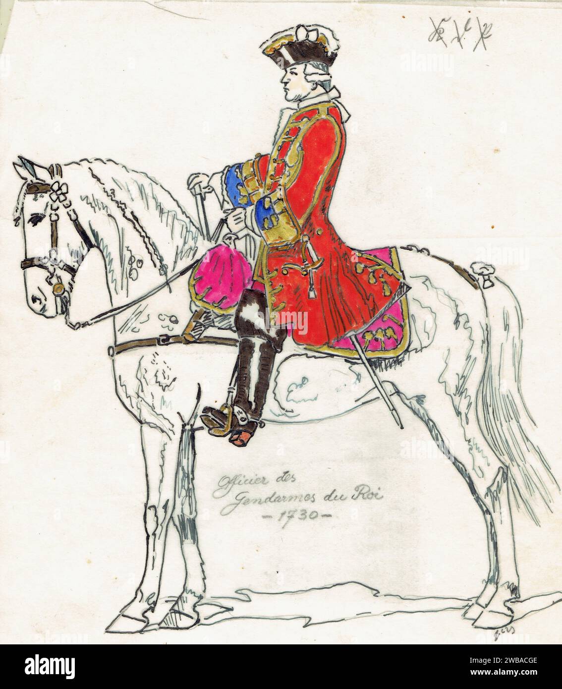 Officier des Gens D'armes du Roy, 1730 Stock Photo
