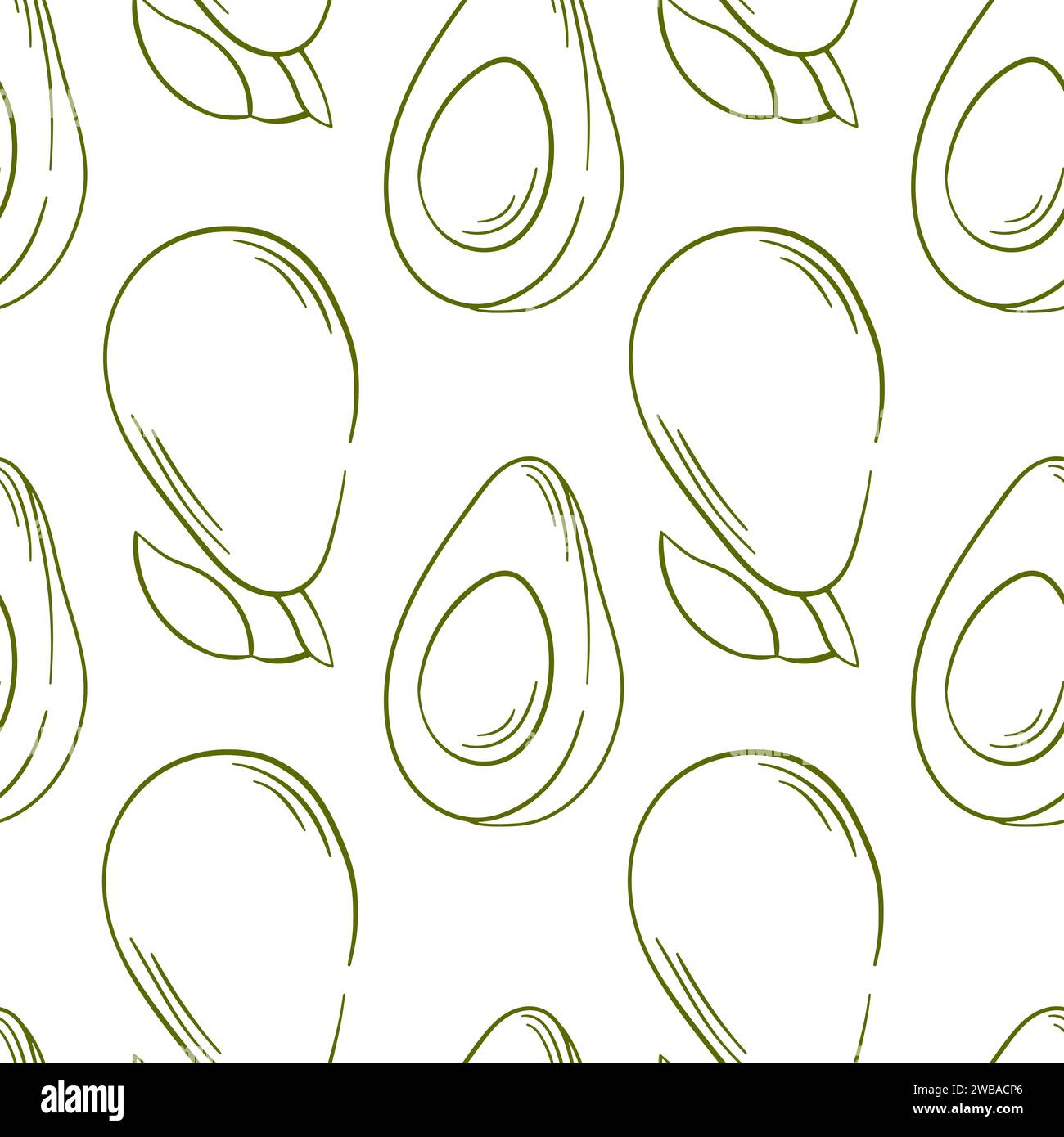 Avocado seamless pattern in line art style. Design for textile, package ...