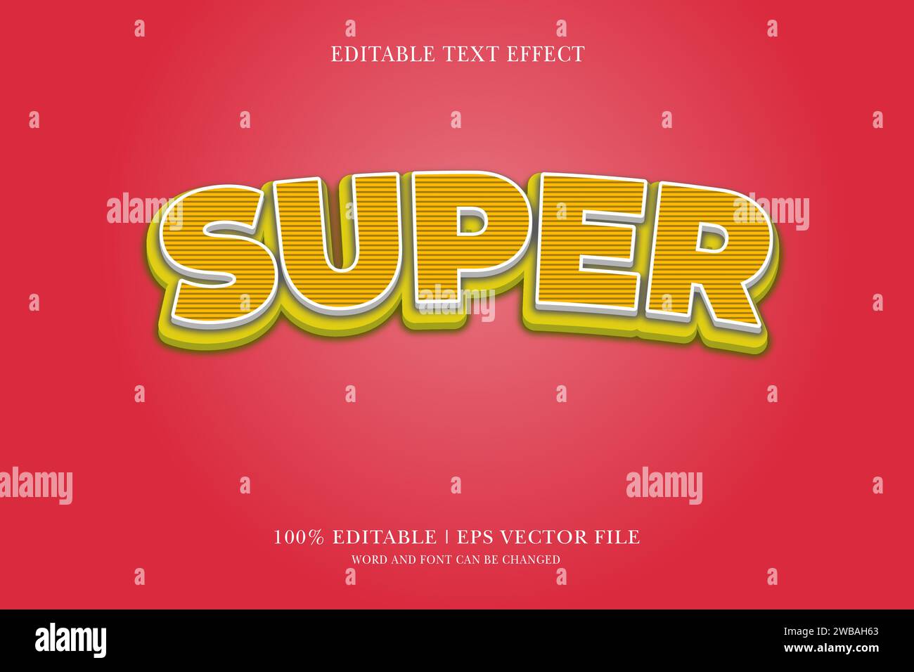 Super, editable 3d text effect for vector illustration Stock Vector