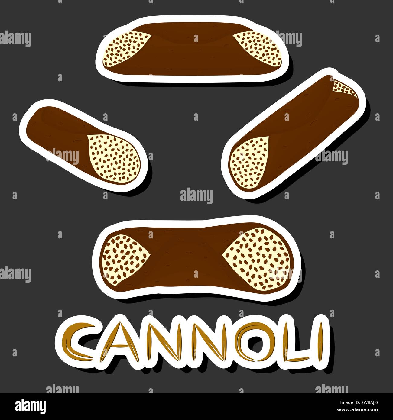 Illustration on theme big set different types sweet waffles Sicilian