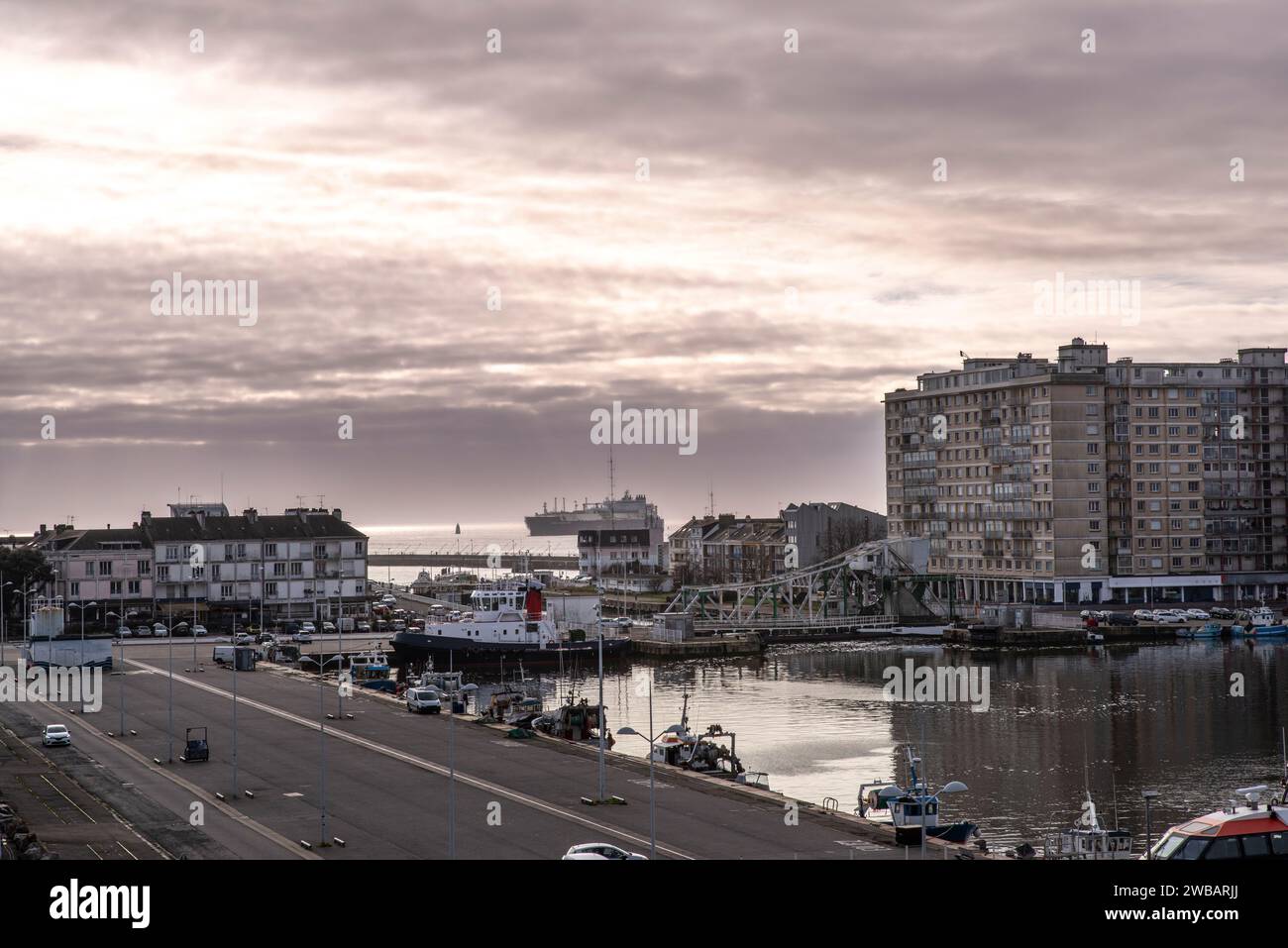 Panoramic view of the port of SaintNazaire in Brittany, France Stock