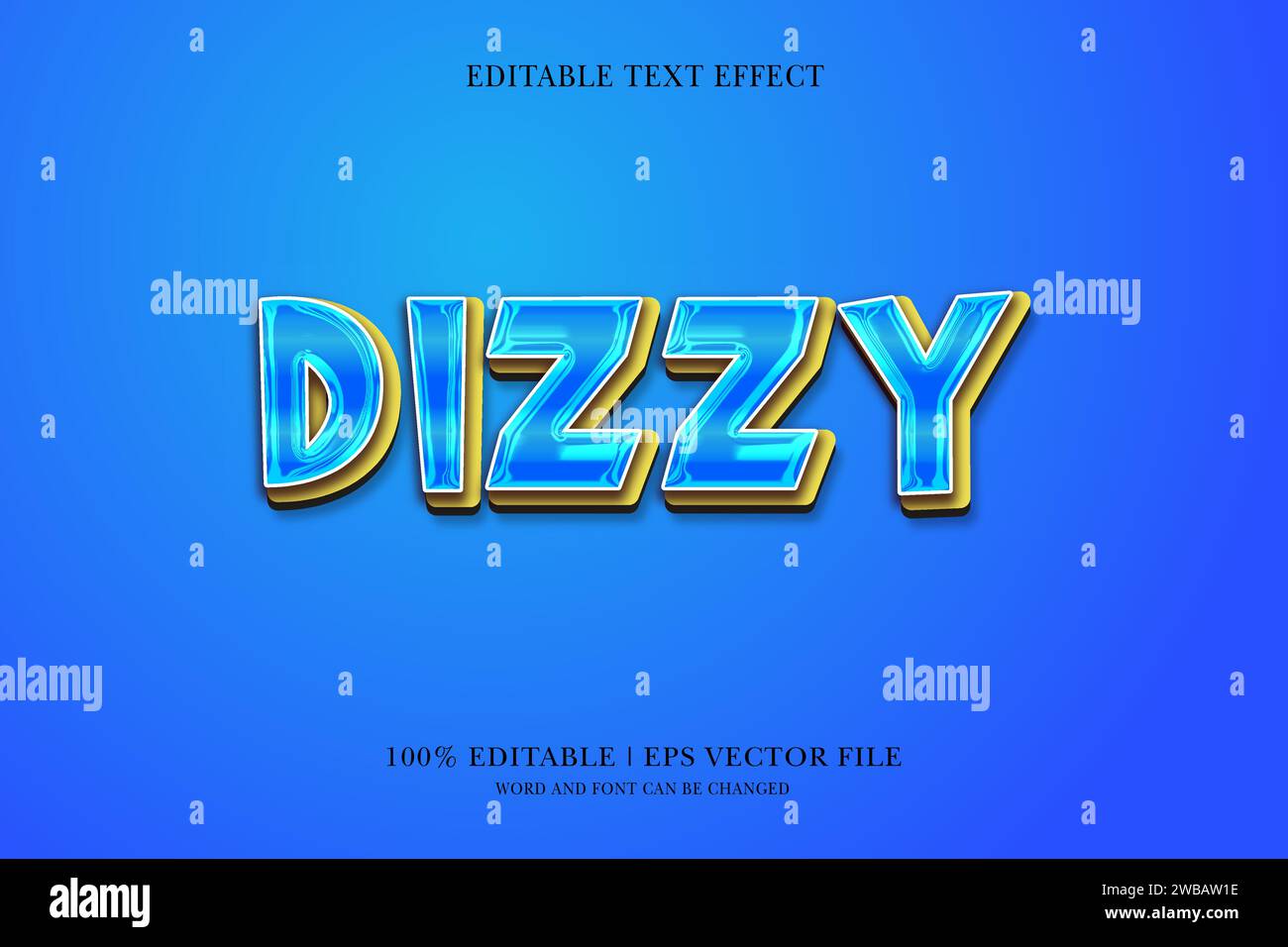 Dizzy editable 3d text effect for vector illustration Stock Vector