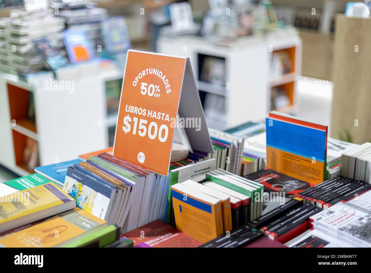 Buenos Aires, Argentina January 9th, 2024 Discounted books at the