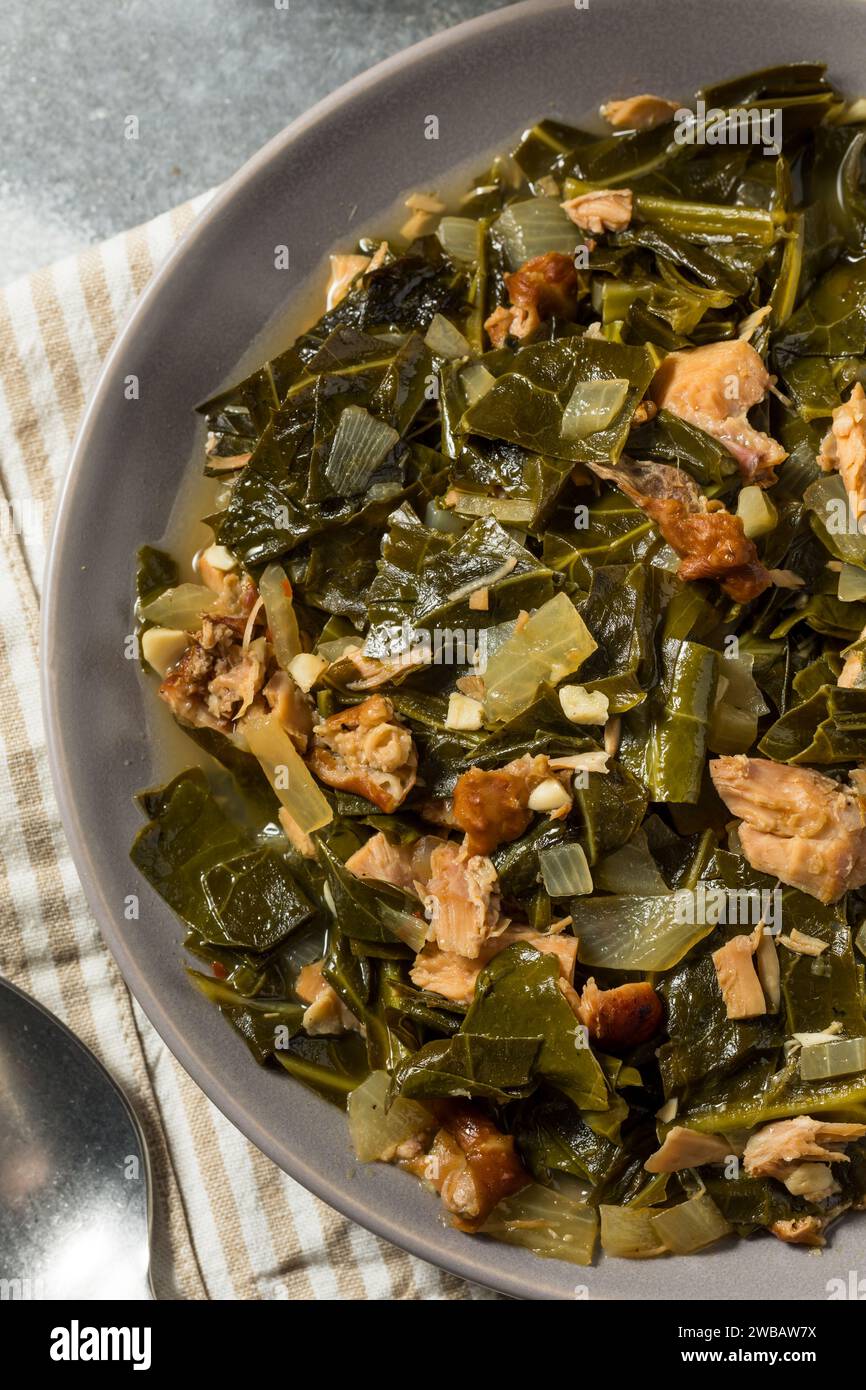 Southern Organic Collard Greens with Pork and Pepper Stock Photo Alamy