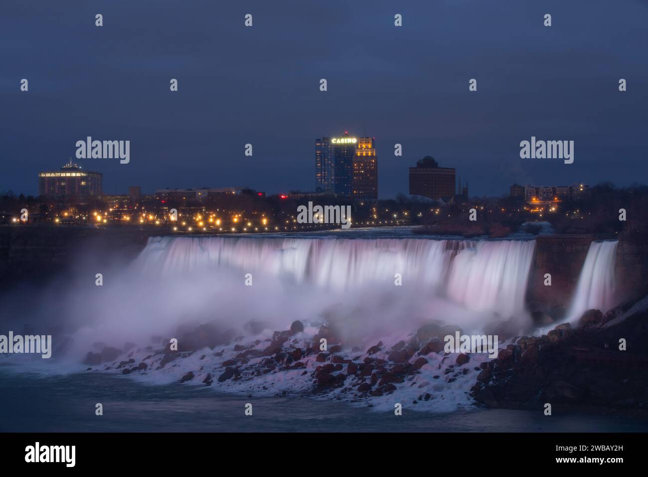 American Falls Lightshow at Niagara Ontario Canada Stock Photo