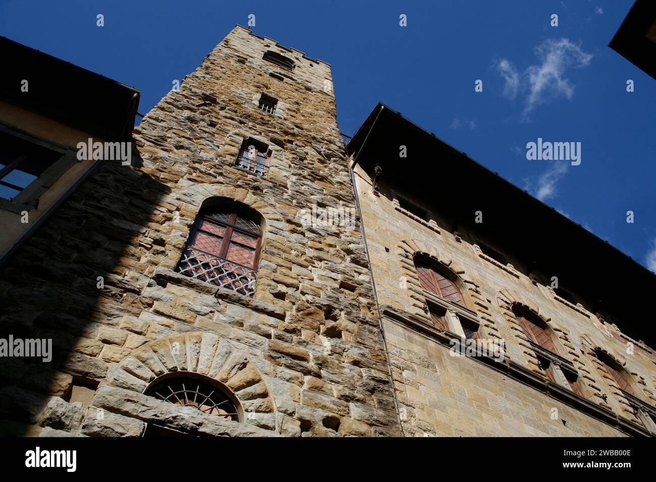 Italy Tuscany Arezzo  - Tower-house in Corso italia Stock Photo