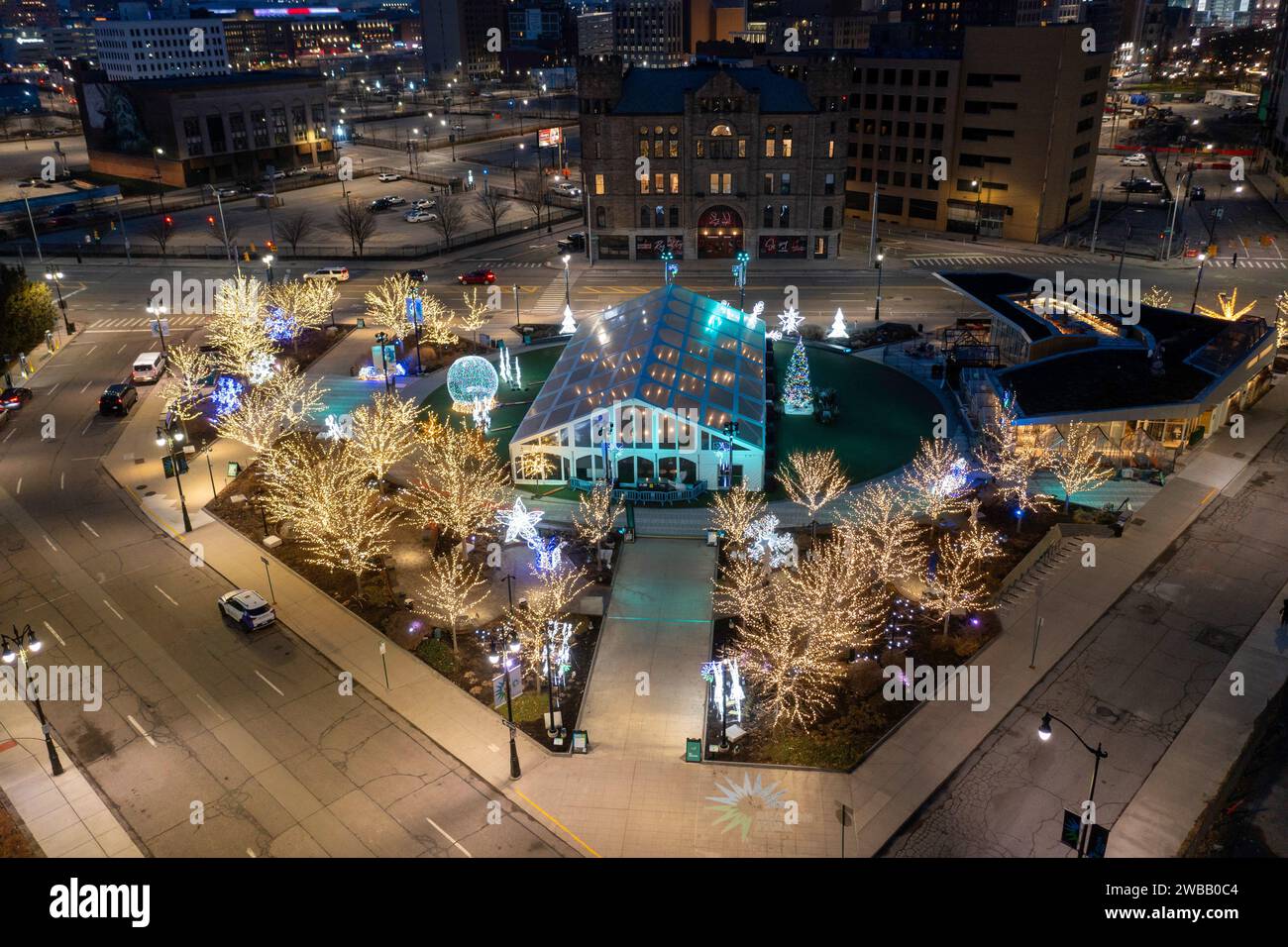 Detroit Michigan Holiday Lights In Beacon Park Stock Photo Alamy