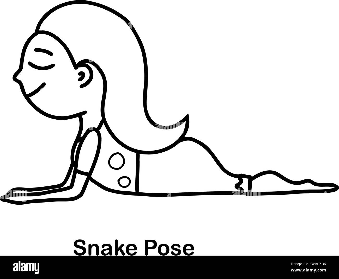 Yoga kids snake pose. Vector cartoon illustration Stock Vector Image