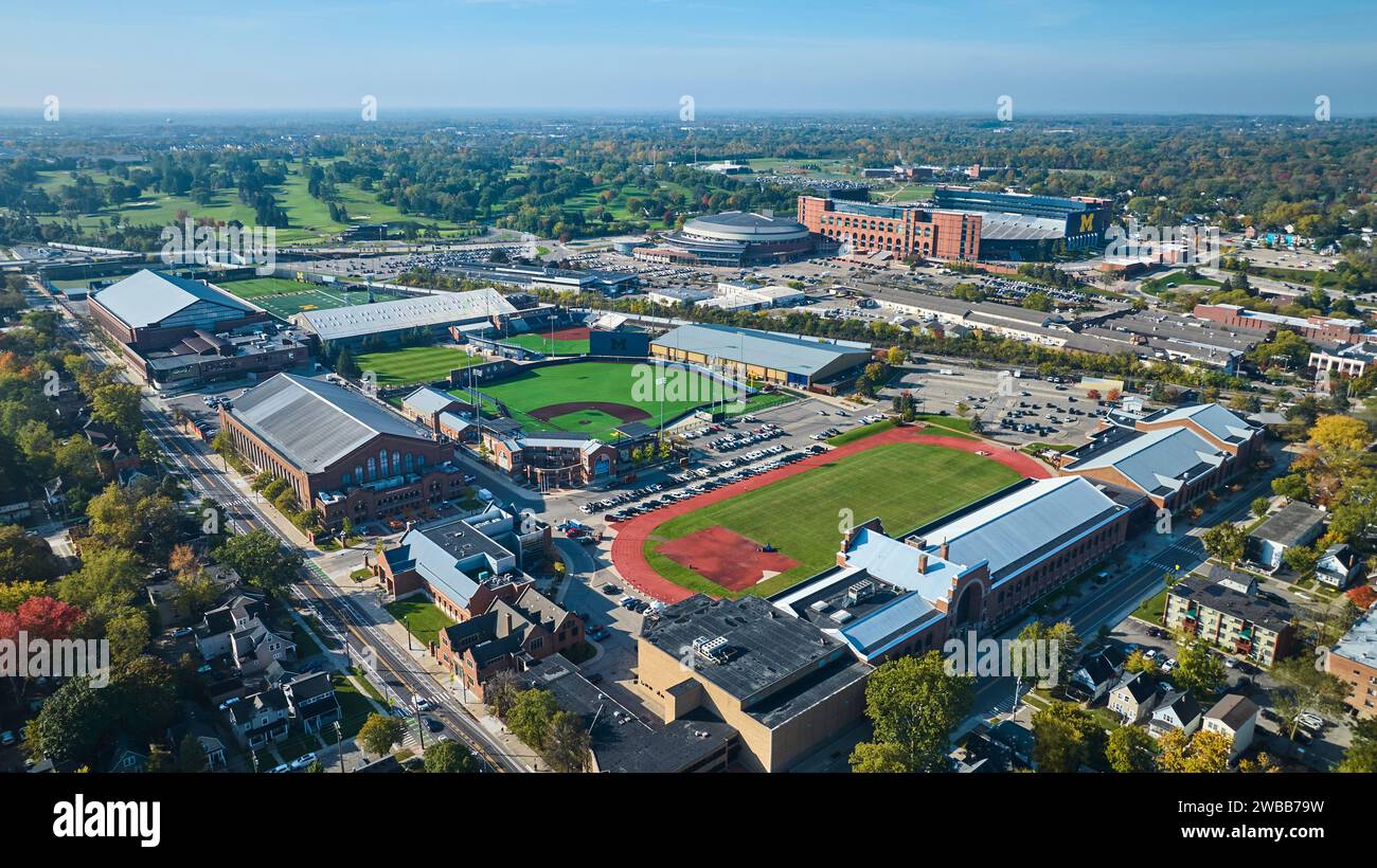 Aerial View of University of Michigan Sports Complex Stock Photo