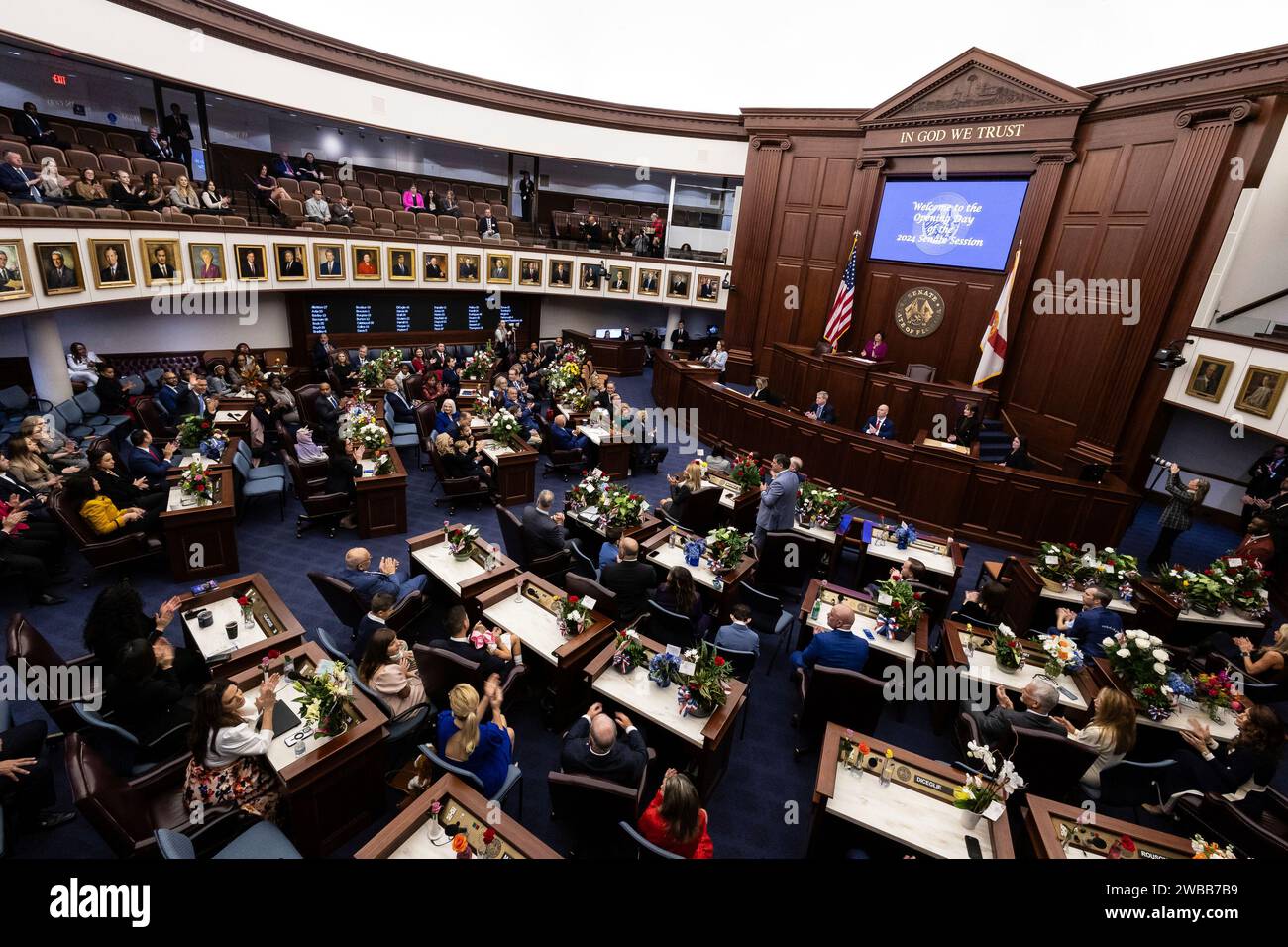 Members of the Florida State Senate are seen in the Senate chamber at