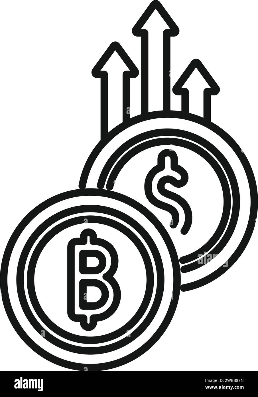 Digital money rise icon outline vector. Payment chart. Platform fusion ...