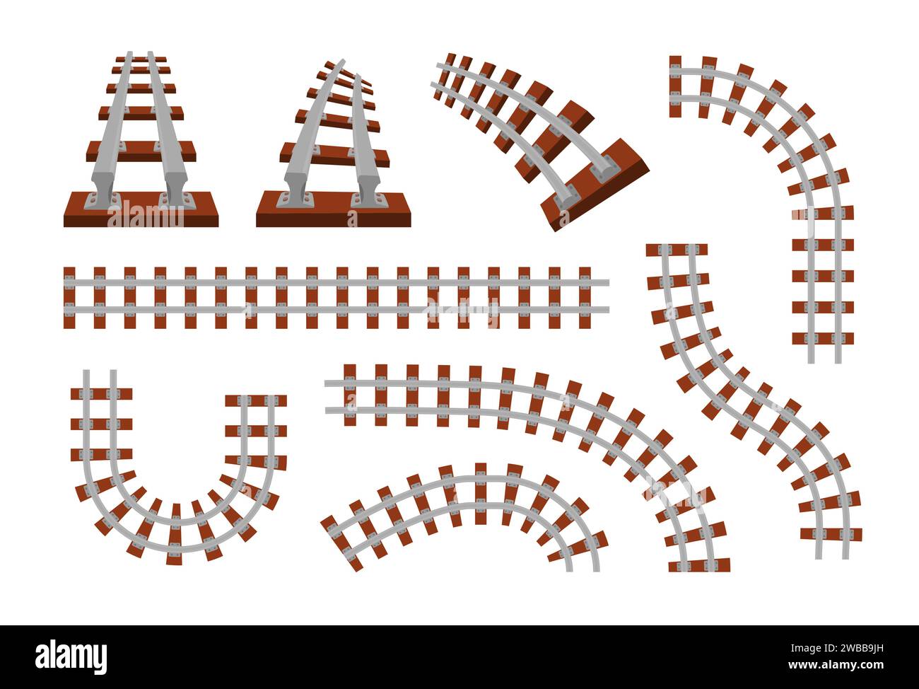 Train rails. Top view of railroad for cargo subway trains