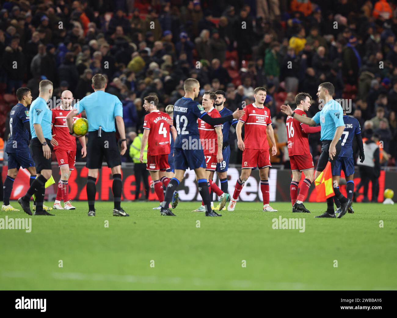 Players react after the Carabao Cup Semi Final match Middlesbrough vs