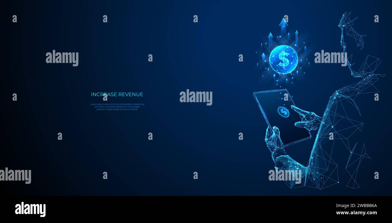 Increase revenue. Abstract businessmen touch on a coin icon Stock ...