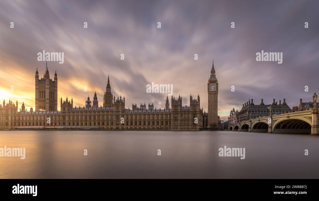 London, United Kingdom - December 29, 2023: Westminster and Big Ben tower in London, UK Stock Photo