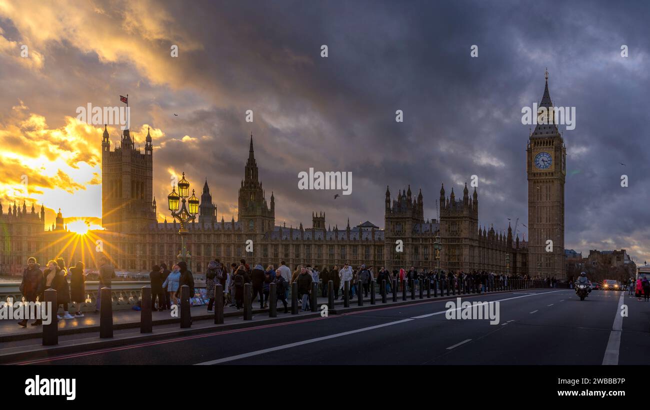 London, United Kingdom - December 29, 2023: Westminster and Big Ben tower in London, UK Stock Photo